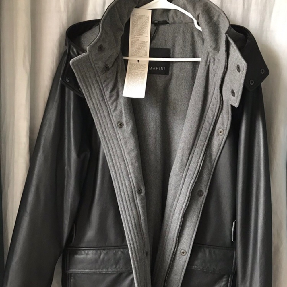 Marini Real Full Grain Calf Leather Outter Coat